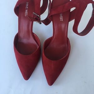 Nine West Women's Red Strappy Pumps Sz 8.5